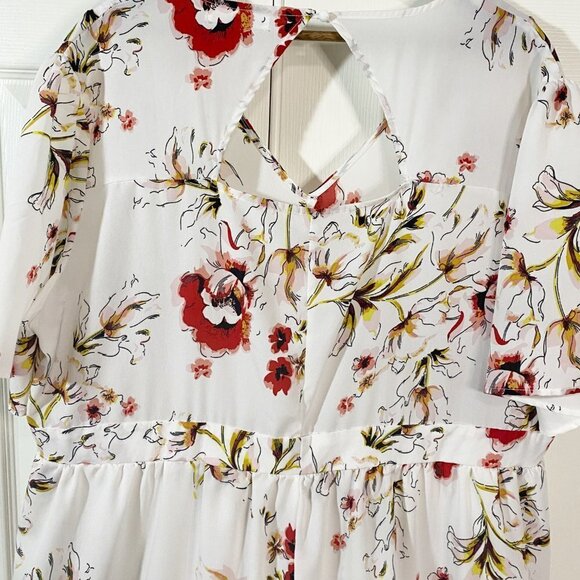 RoseGal - White Floral Romper with Skirt - Picture 11 of 14